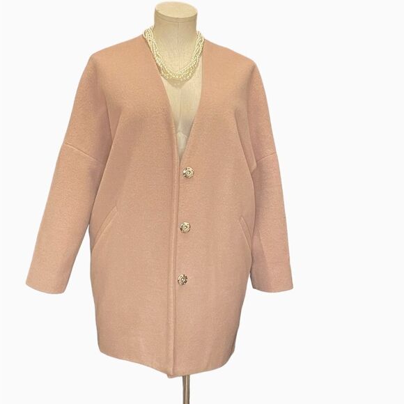 Chic Blush Rose Button-Front Jacket - Picture 1 of 3